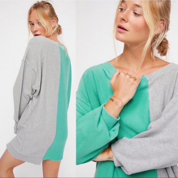 Free People Tops - Free People Coloring In Pullover In Green & Gray
